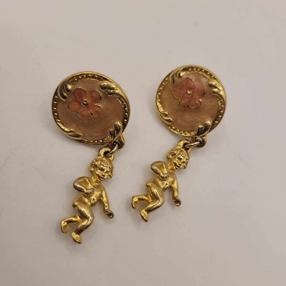 Cherub Vintage Pierced Earrings